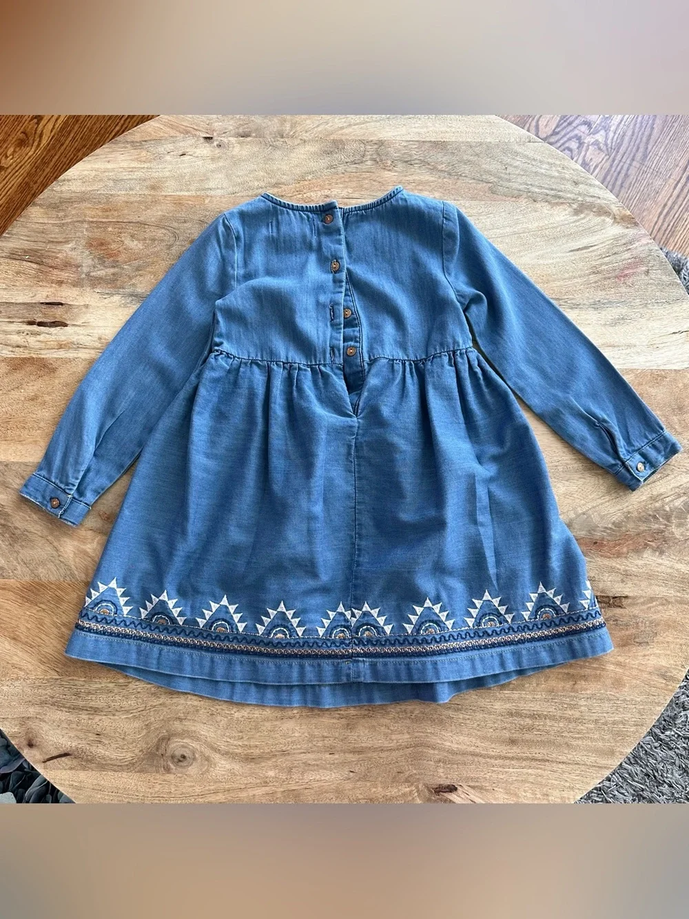 Tommy Bahama Blue Long-Sleeve Embroidered Girls Dress